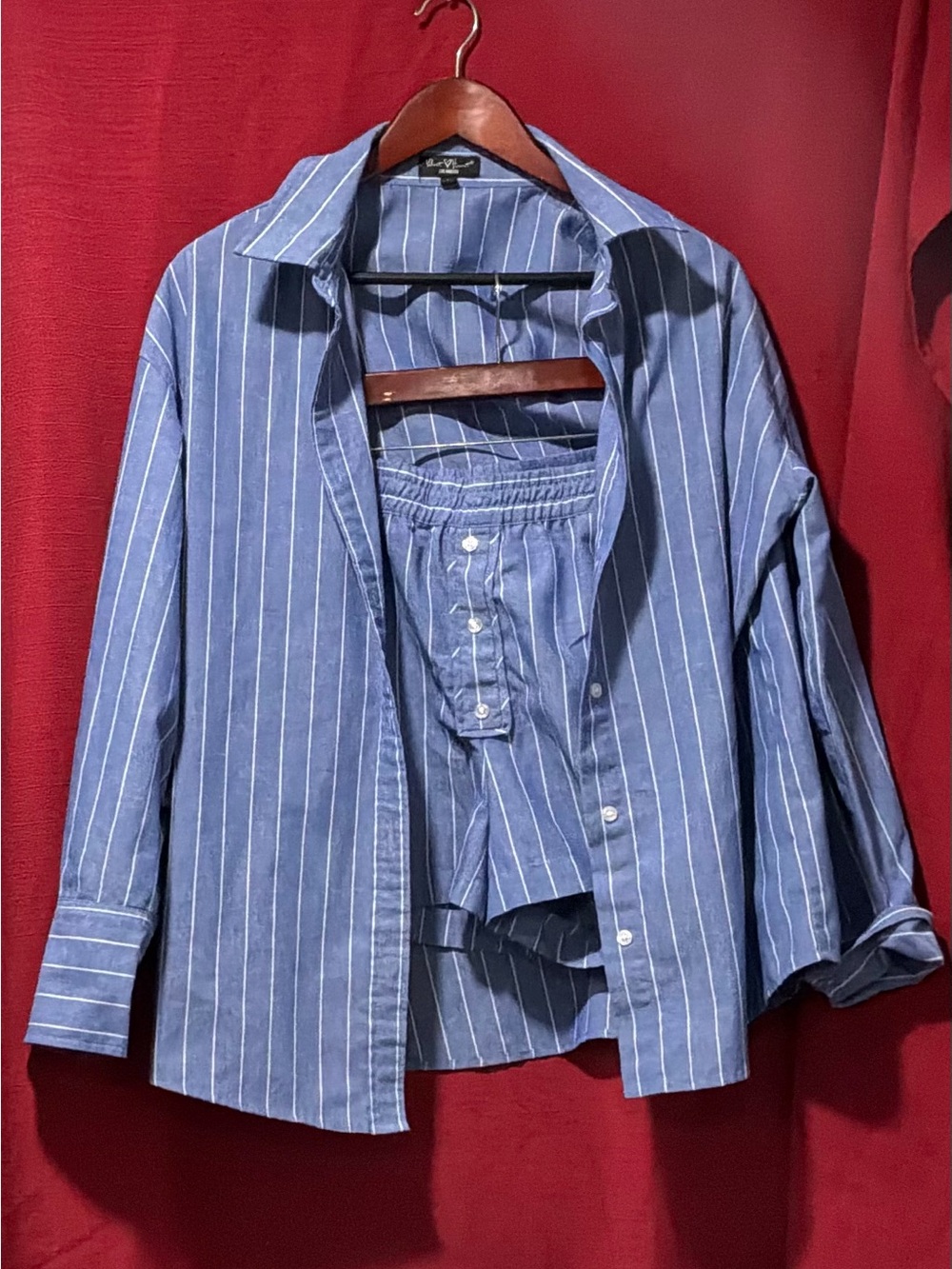 Velvet Heart Blue Pinstripe Button-Down  intimates suit